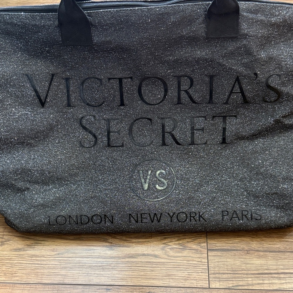 Victoria's Secret Black Glitter Logo Tote/ crossbody Bag - Picture 2 of 2